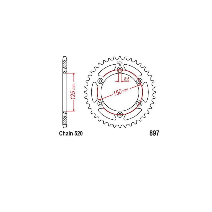 Rear sprocket 47 Teeth KTM / Husqvarna / Husaberg '90-'24 Enduro Expert ALUMINIUM
