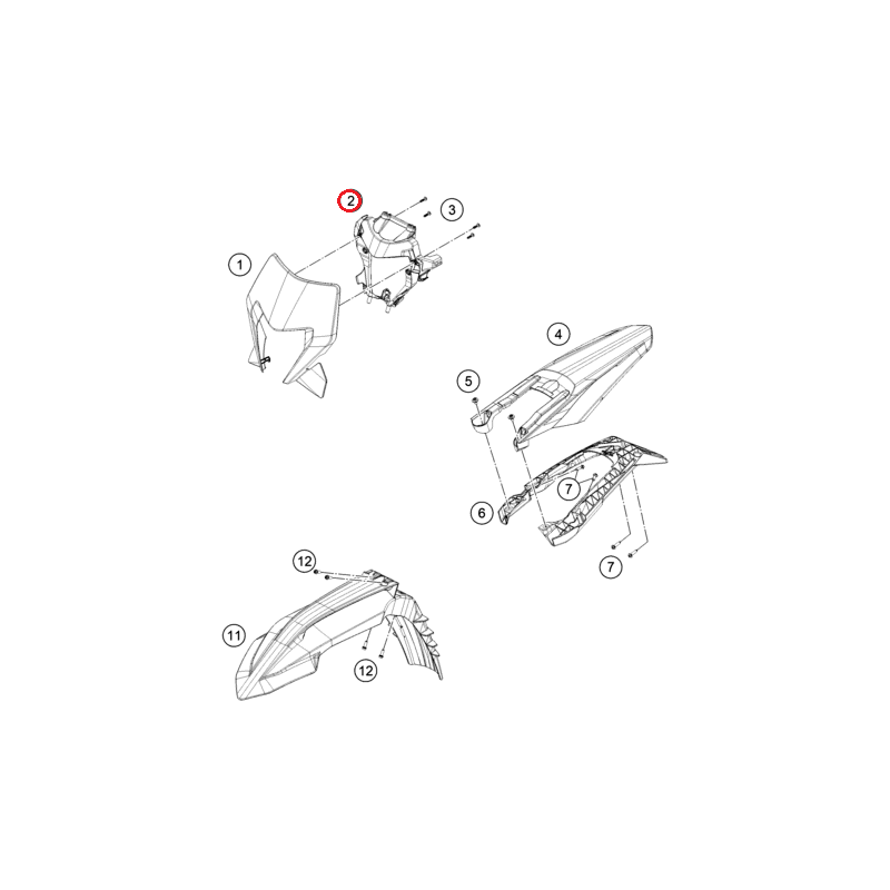 KTM Headlight Mask Support Bottom for EXC/XC-W 2024-2026 - A49008001010C1