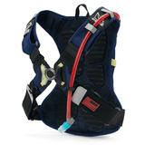 USWE Moto Hydro 4L Blue Hydration Backpack - back view with NDM 1.2 harness and hydration tube